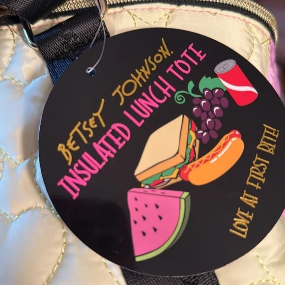 Betsey Johnson NWT Pink Lavender Yellow Quilted Insulated Crossbody Bag (P169) - Picture 2 of 9